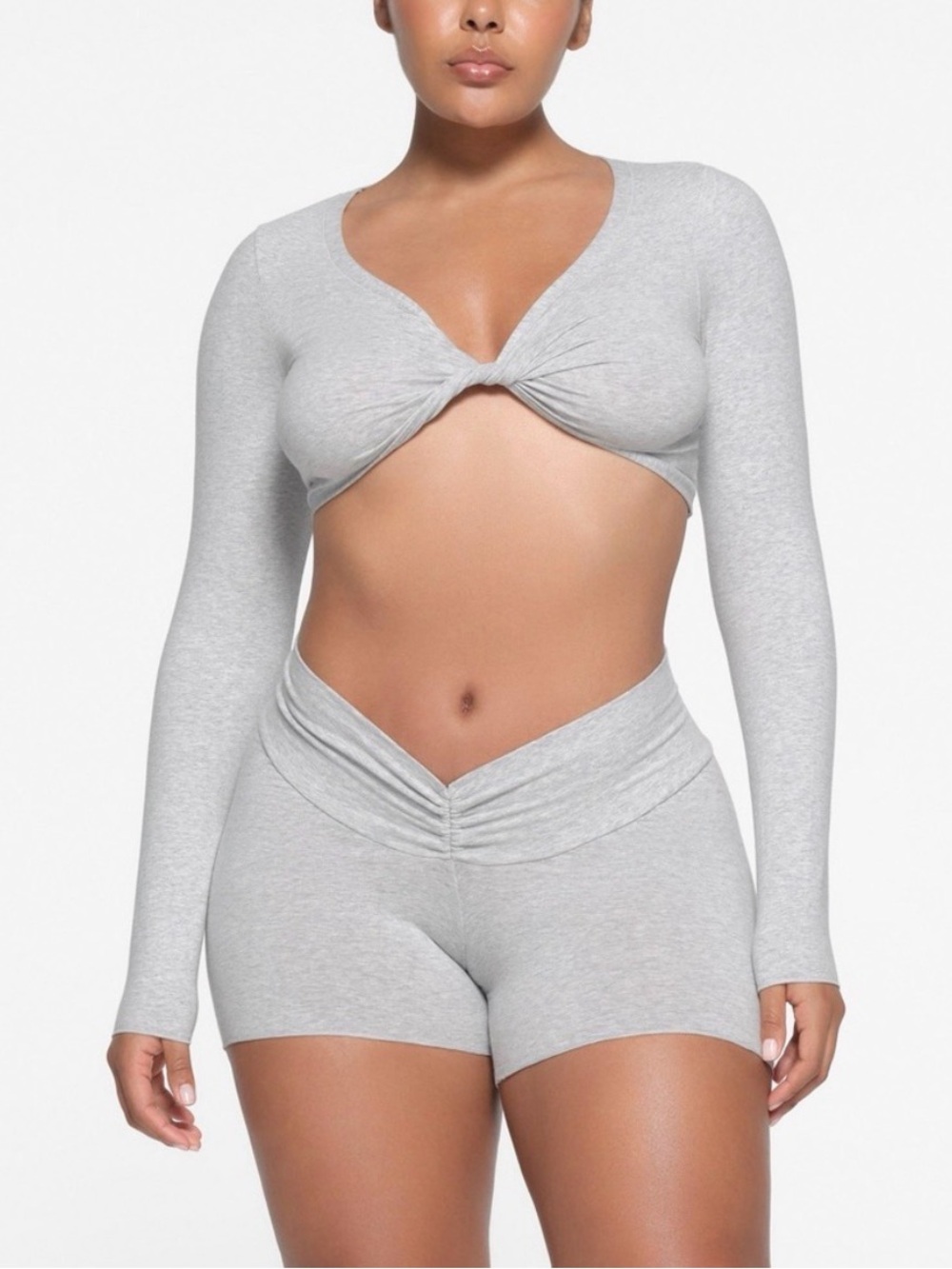 Skims Cotton Twist Set in Light Heather Grey